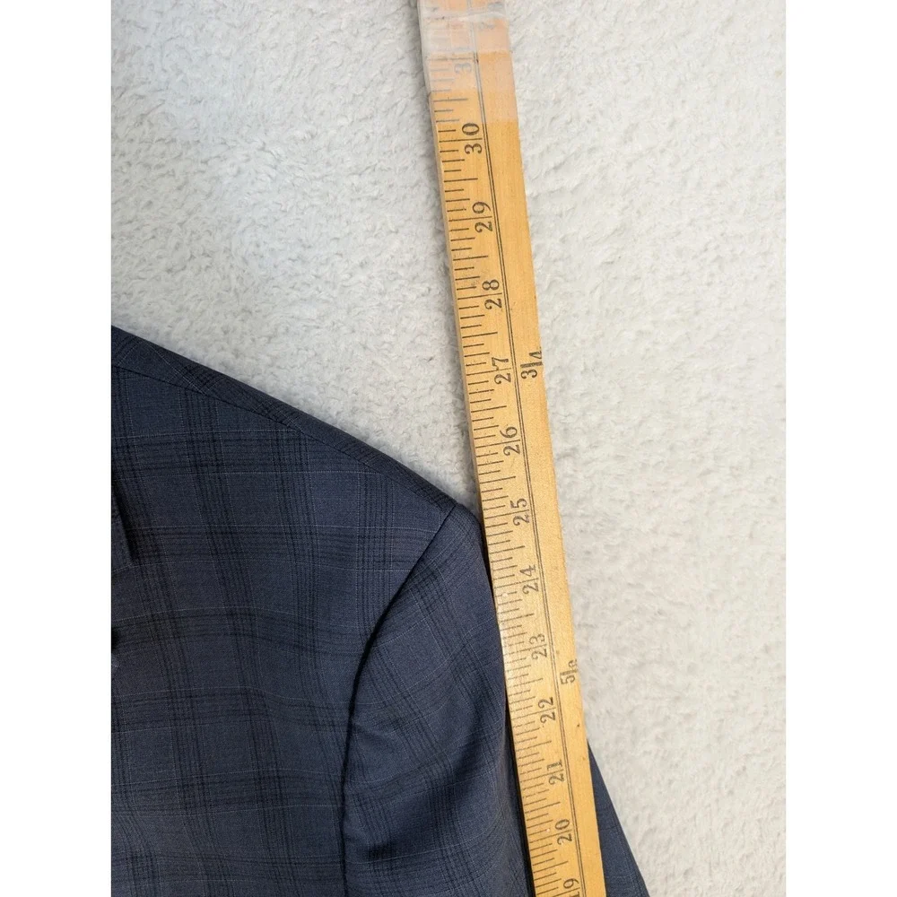BONOBOS - MARLANE WOOL Stretch Blue Plaid 40 R Blazer Fairway Jacket - EXCELLENT